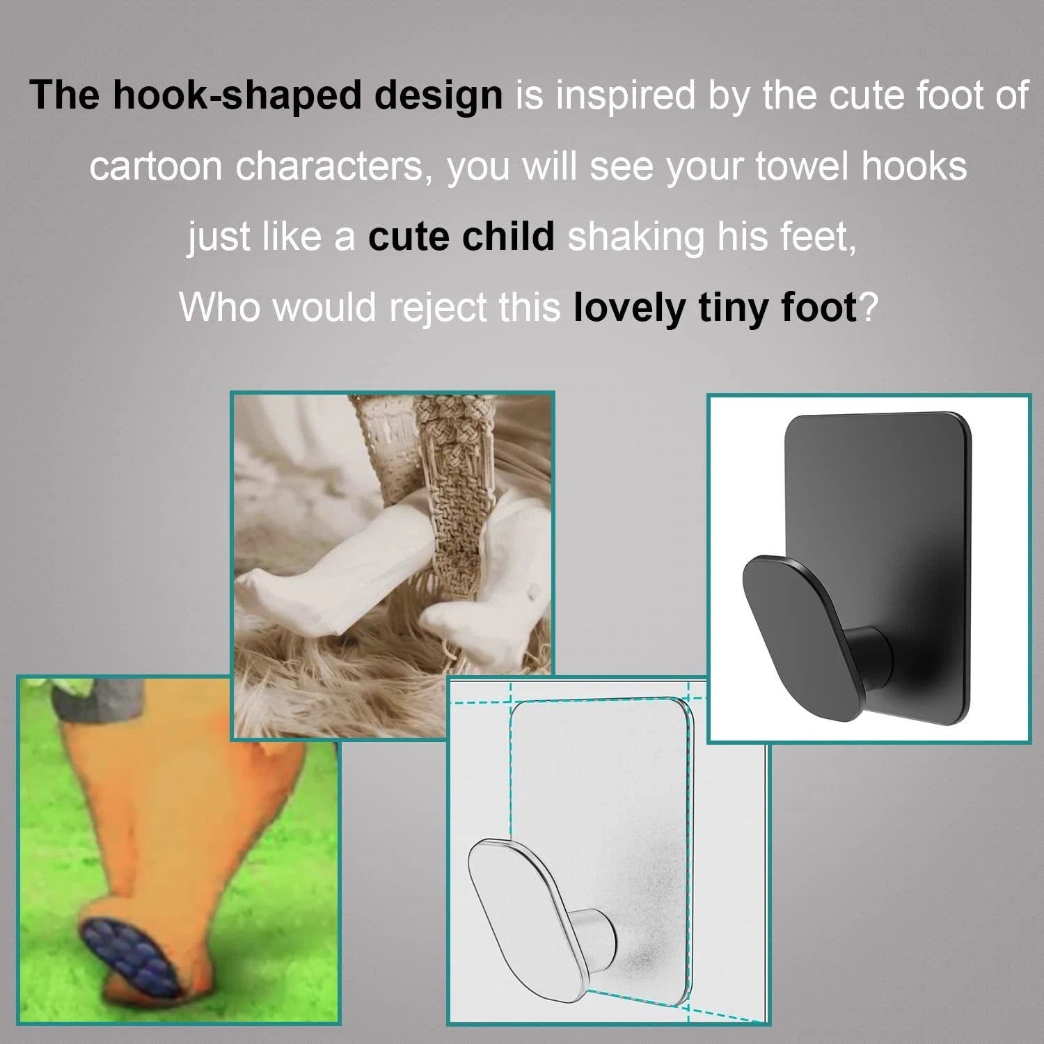 Adhesive Hooks - 4 Pack Towel/Coat Hooks Wall Hook Stick on Bathroom or Kitchen