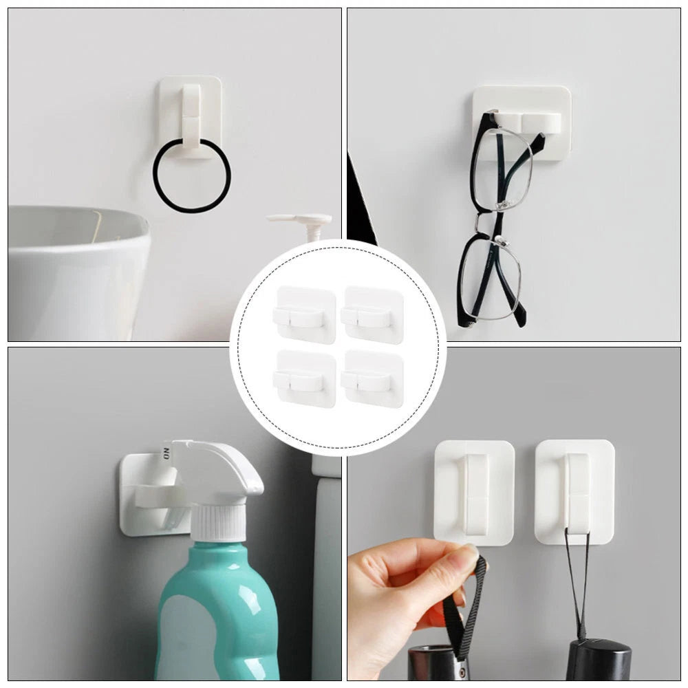 4PCS Bathroom Organizer Hanger Kitchen Storage Hook Bathroom Adhesive Wall Hooks