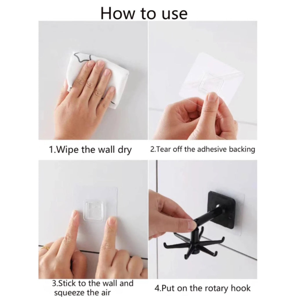 1pc No-Drill 360° Rotating Hook | Seamless Kitchen Storage & Key Hanger Organize