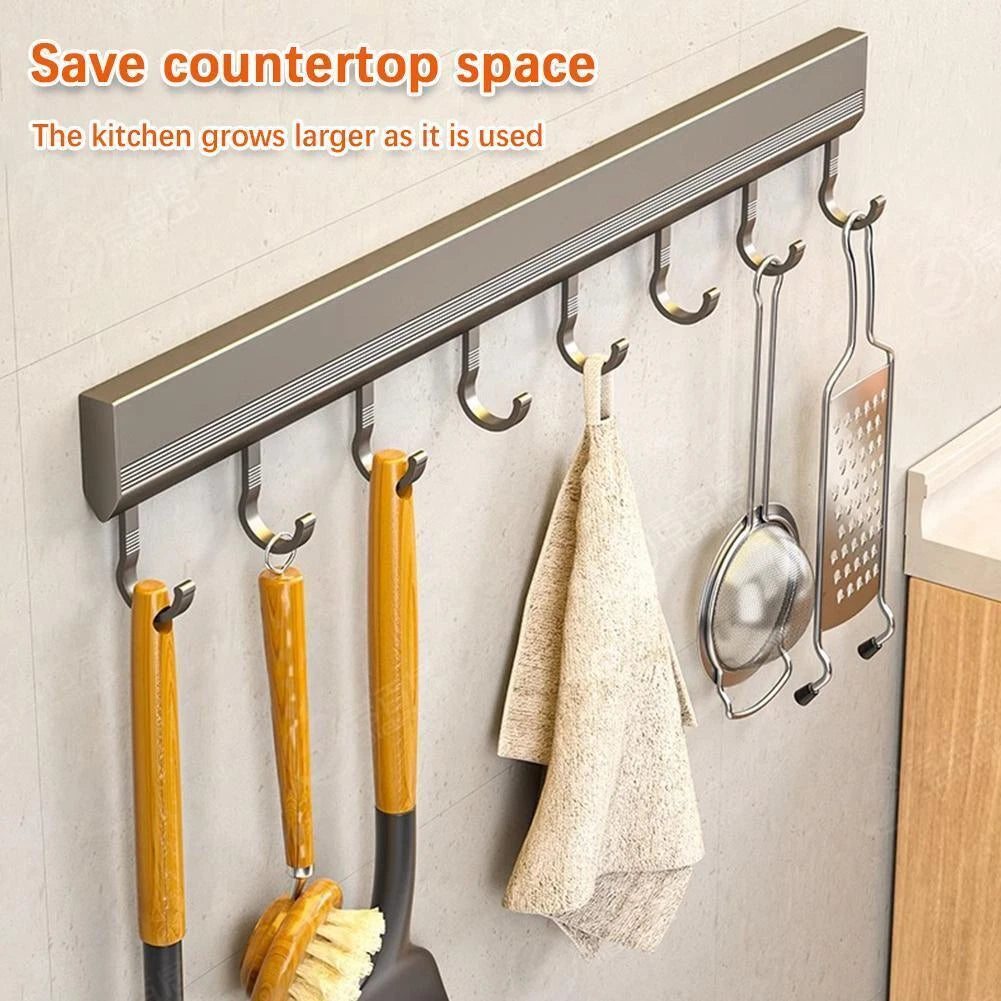 Self adhesive Hooks Rack Wall Mounted Kitchen Utensils Holder Hook Row V4R9 R3A4
