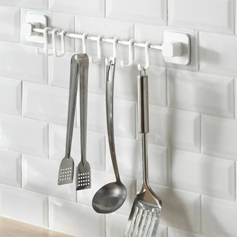 Kitchen Organiser Storage Rack Utensil Hooks Wall-mounted Hanging