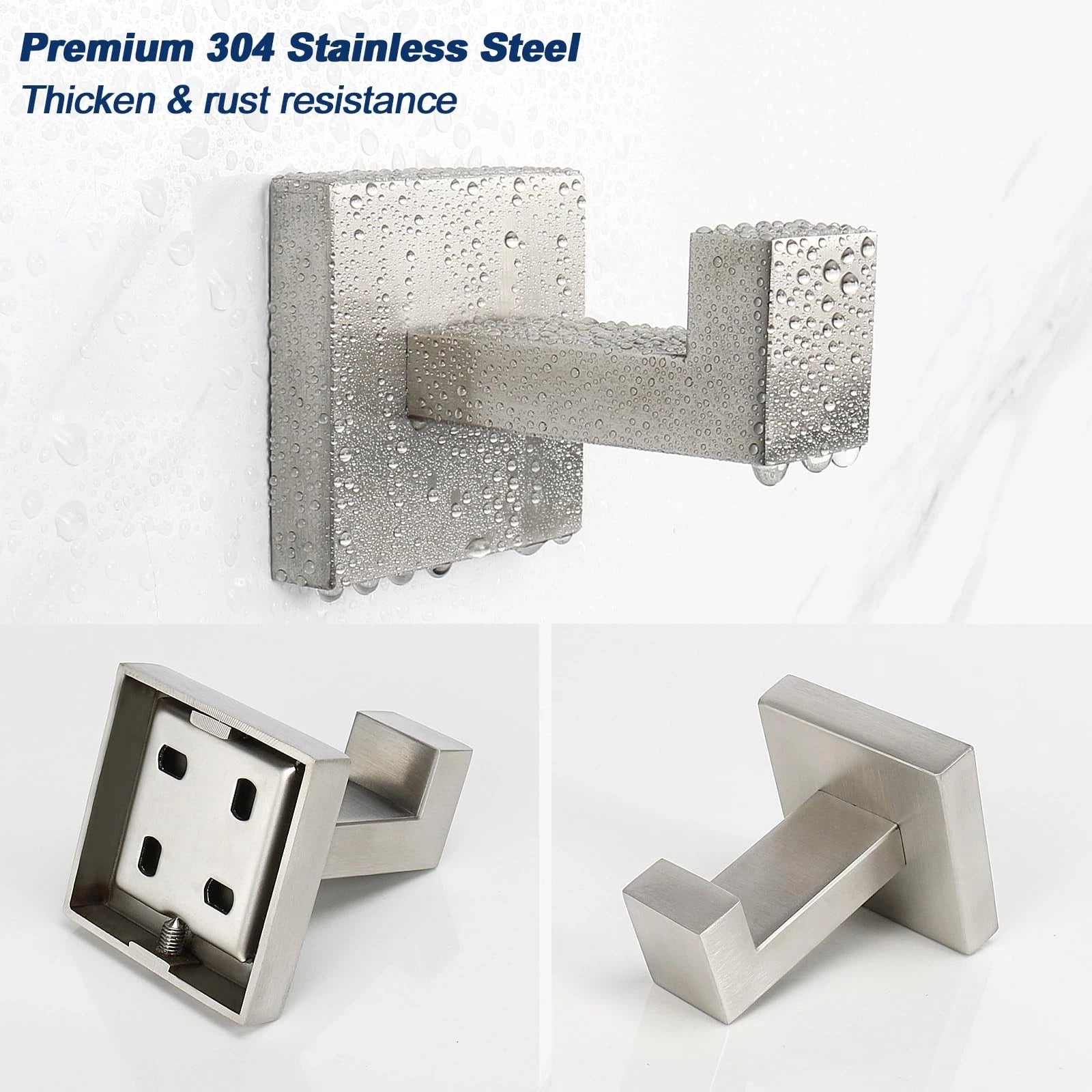 3 Pack Brushed Nickel Storage Hooks Rustproof Durable For Bathroom Kitchen Be...