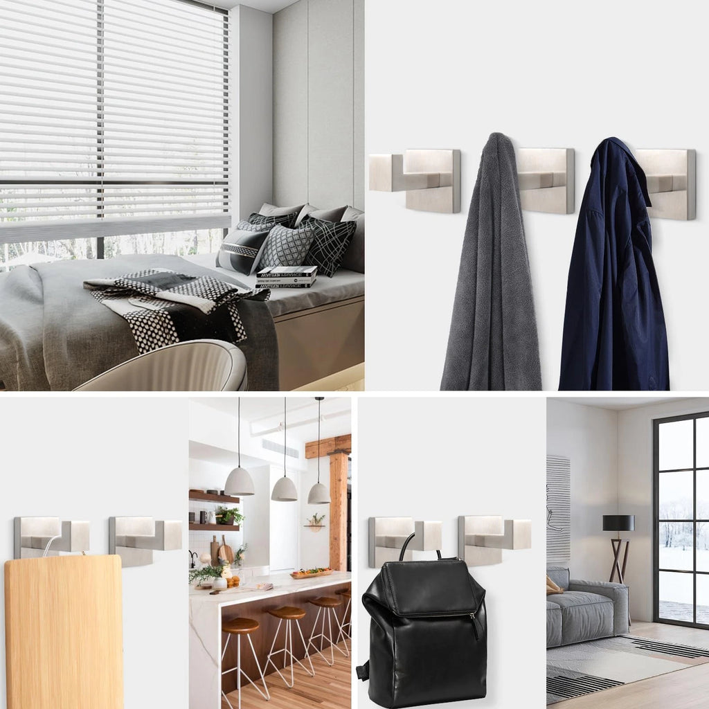 3 Pack Brushed Nickel Storage Hooks Rustproof Durable For Bathroom Kitchen Be...