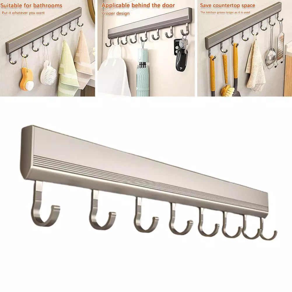 Self adhesive Hooks Rack Wall Mounted Kitchen Utensils Storage Row Hook Hol D3A4