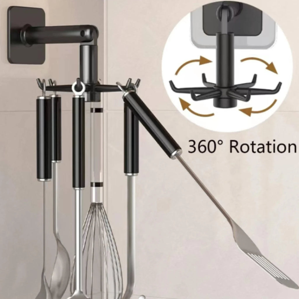 1pc No-Drill 360° Rotating Hook | Seamless Kitchen Storage & Key Hanger Organize
