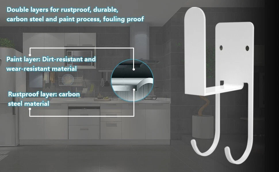 Stainless Steel 4 Pack Black Heavy Duty Kitchen Bath Wall Hanging Hooks Storage