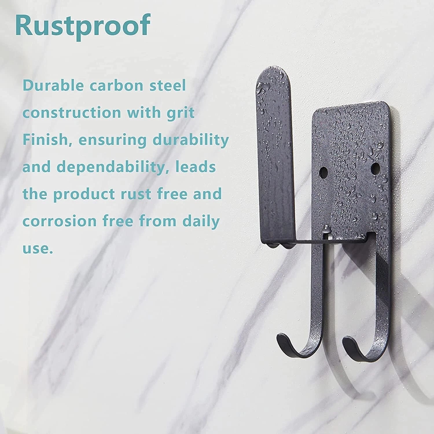 Stainless Steel 4 Pack Black Heavy Duty Kitchen Bath Wall Hanging Hooks Storage