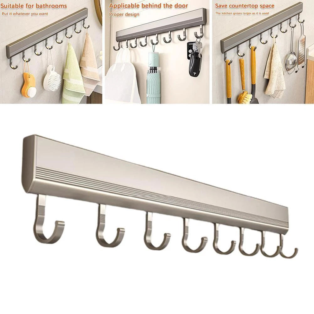 Self adhesive Hooks Rack Wall Mounted Kitchen Utensils Holder Hook Row V4R9 R3A4